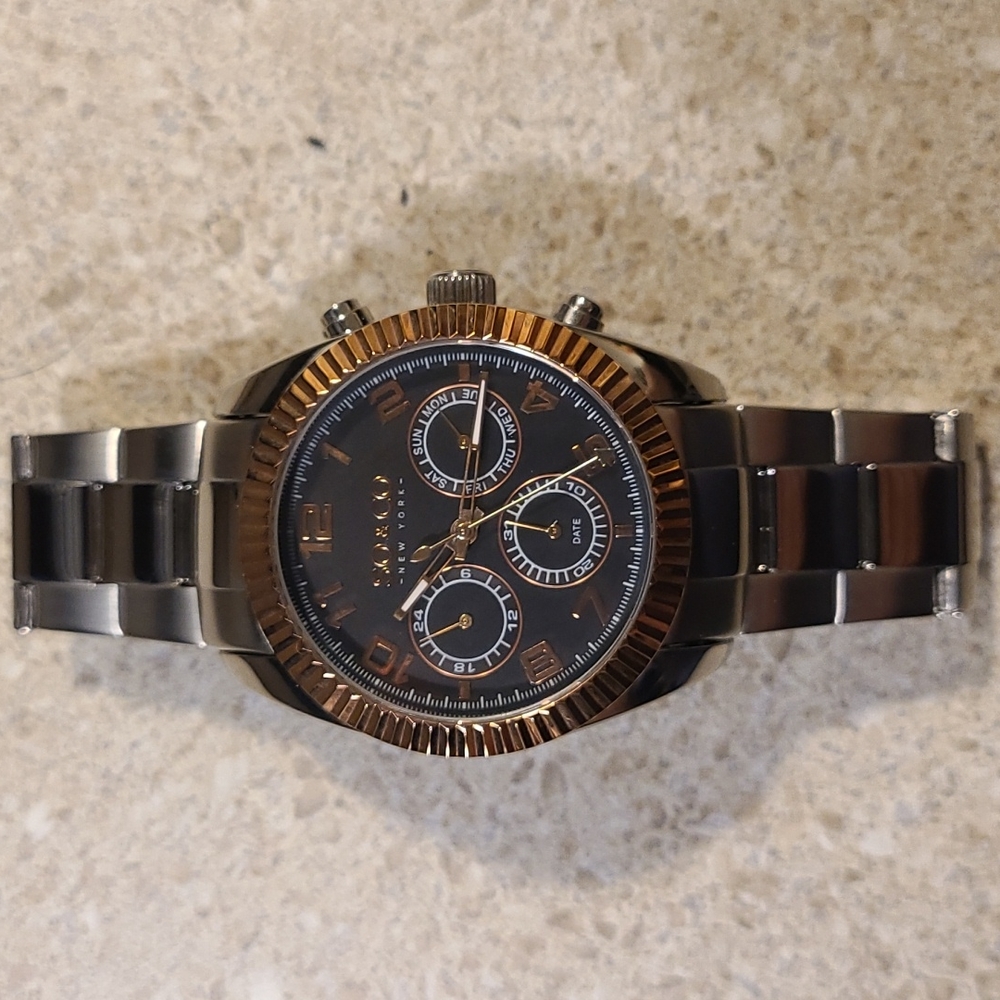 SO & CO stainless & rose chronograph